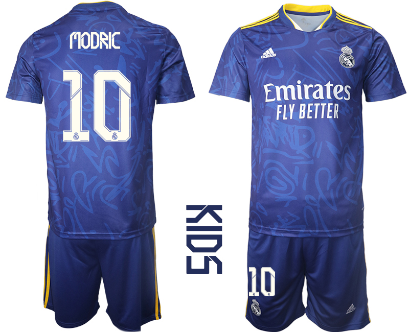 Youth 2021-2022 Club Real Madrid away blue #10 Soccer Jersey